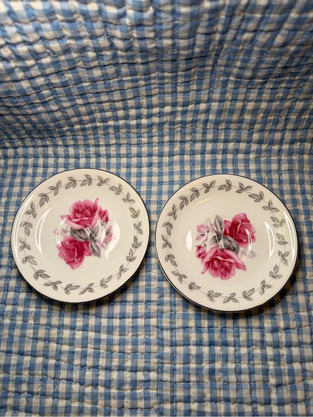Vintage Hira Fine China "American Rose" Saucers - Set of 2